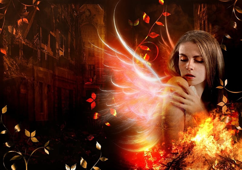 Phoenix rising from flames
